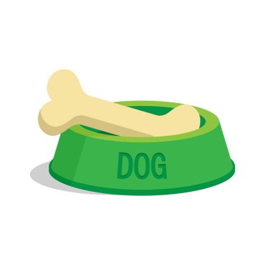 Köpek kemiği kase. Beyaz arka plan üzerinde izole vektör çizim