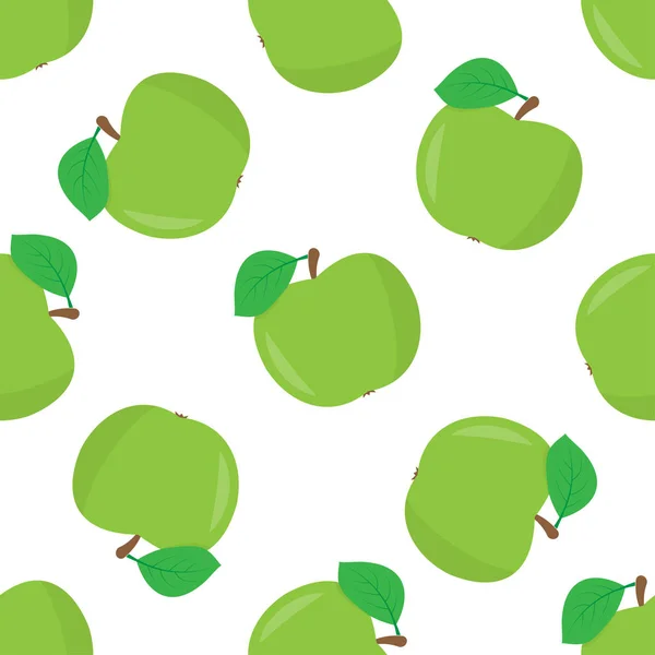 Бесшовный Рисунок Зелеными Яблоками Векторная Иллюстрация Белом Фоне — стоковый вектор