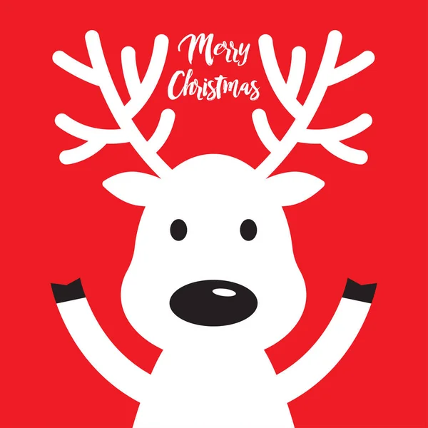 White Christmas Reindeer Red Background Vector Illustration — Stock Vector