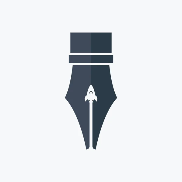 创意符号概念与钢笔和火箭 太空飞船向量例证 — 图库矢量图片
