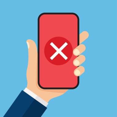 El smartphone tutar. Mark smartphone ekranda çapraz. Vektör çizim