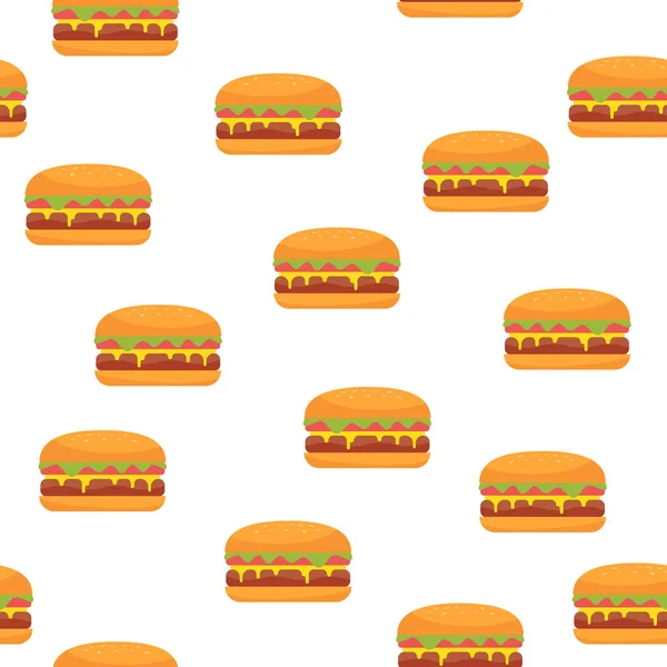 Безшовний Візерунок Гамбургерами Ізольовано Білому Тлі Векторні Ілюстрації — стоковий вектор
