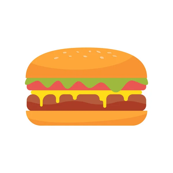 Burger Icon Isolated White Background Fast Food Flat Style Vector — Stock Vector