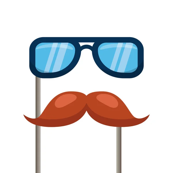 Glasses Mustache Carnival Costume Party Accessories Festival Party Vector Illustration — Stock Vector