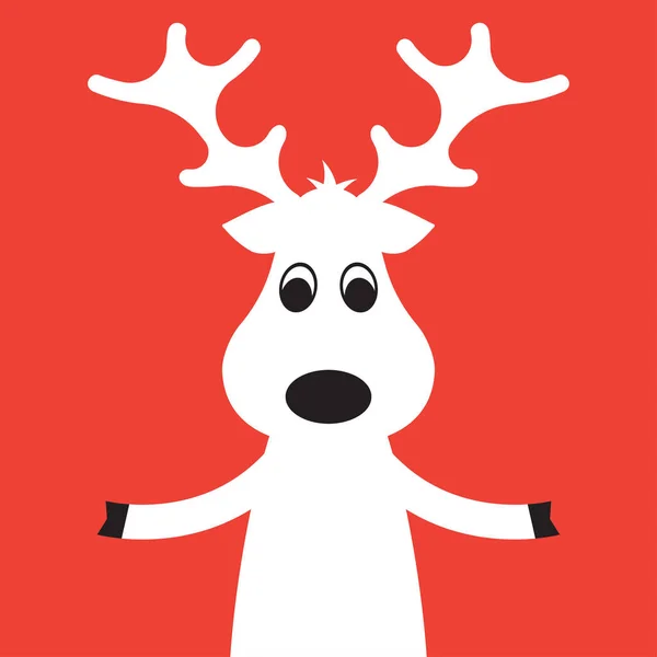 Witte Kerstmis Moose Een Rode Achtergrond Vectorillustratie — Stockvector