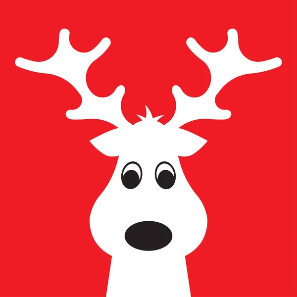 Witte Kerstmis Moose Een Rode Achtergrond Vectorillustratie — Stockvector