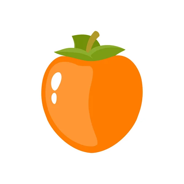 Icône Persimmon Style Plat Isolé Sur Fond Blanc Illustration Vectorielle — Image vectorielle