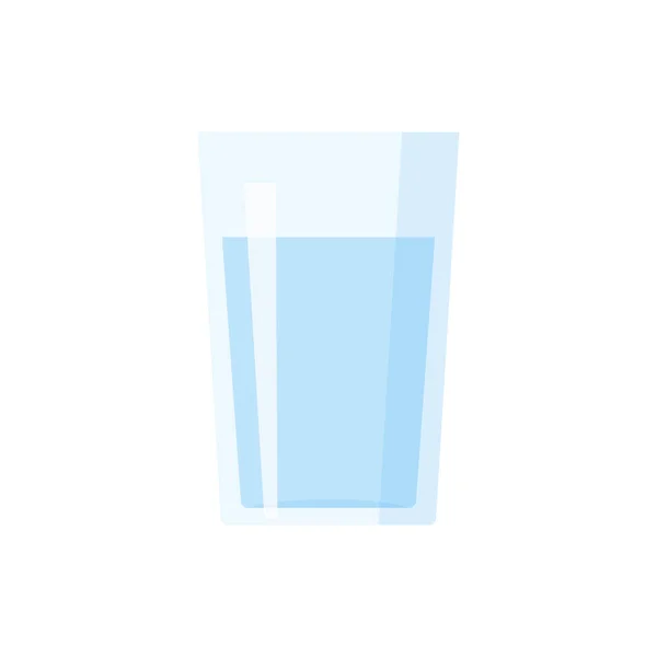 Glass Water Flat Icon Vector Illustration White Isolated Background — Stock Vector