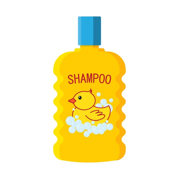 Baby Shampoo Fles Rubber Eendje Vectorillustratie — Stockvector