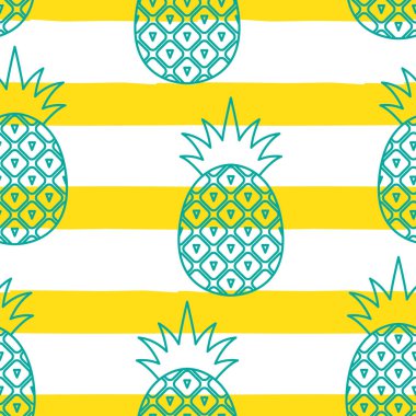 Ananas ile Seamless modeli. Sevimli yaz desen. vektör çizim
