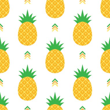 Ananas ile Seamless modeli. Sevimli yaz desen. vektör çizim