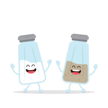 Funny salt and pepper. Comic characters. Vector Illustration clipart