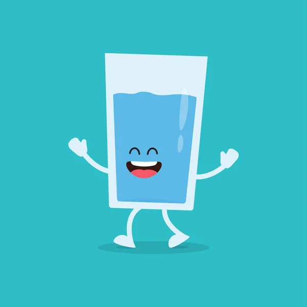 Divertido Vaso Agua Personaje Dibujos Animados Ilustración Vectorial — Vector de stock