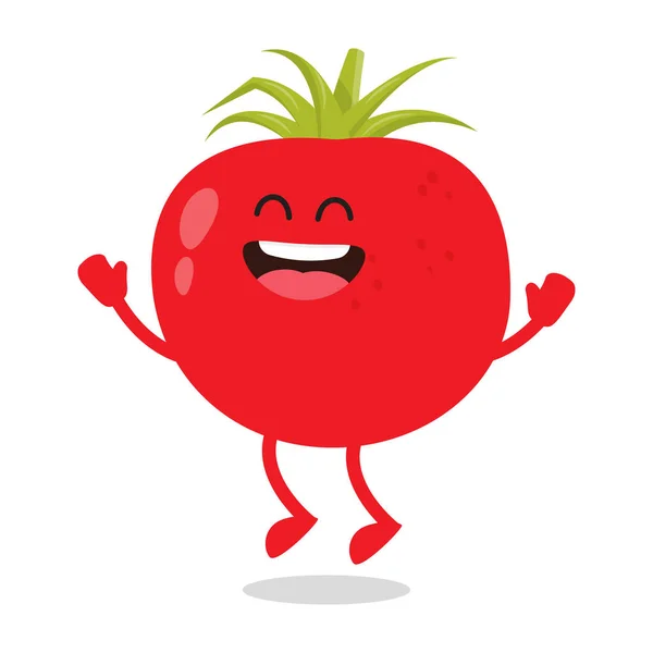 Mignonne Tomate Mûre Rouge Drôle Illustration Vectorielle Isolée Sur Fond — Image vectorielle