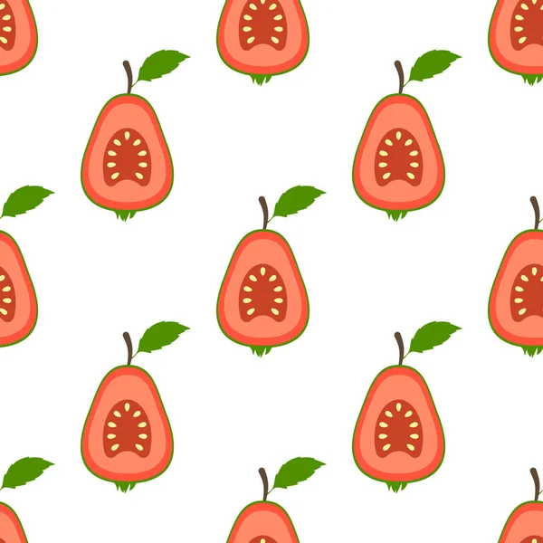 Nahtloses Muster Mit Guaven Fruchttapete Hintergrund Mit Hälften Von Guaven — Stockvektor