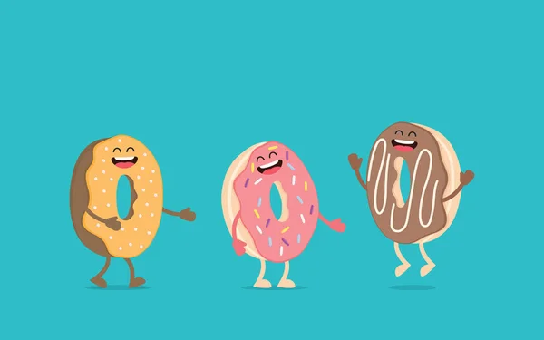 Personagem Donut Engraçado Com Olhos Pernas Ilustração Vetorial Estilo Cartoon — Vetor de Stock