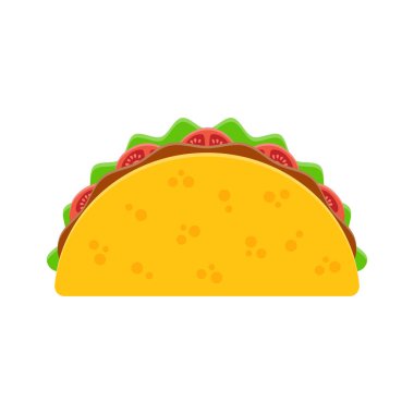 Taco vektör çizim düz tarzı. Taco Meksika yemeği. Geleneksel tacos kökenli izole. Taco lokanta.