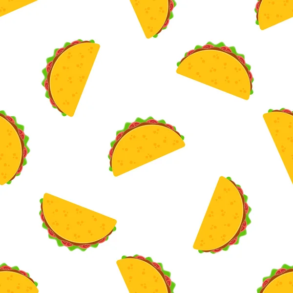 Pola Taco Mulus Makanan Meksiko Ilustrasi Vektor - Stok Vektor