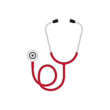 Stetoskop simgesi, phonendoscope. Beyaz arka plan üzerinde izole tıbbi alet. Vektör çizim