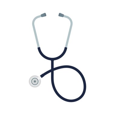 Stetoskop simgesi, phonendoscope. Beyaz arka plan üzerinde izole tıbbi alet. Vektör çizim