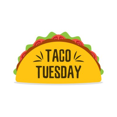 Taco vektör çizim düz tarzı. Taco Meksika yemeği. Geleneksel tacos kökenli izole. Taco lokanta.