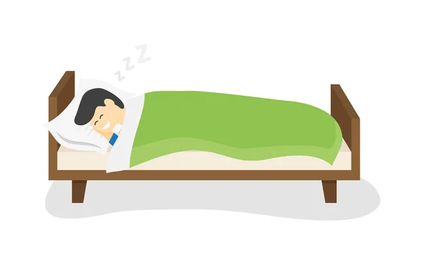 Człowiek Który Śpi Leżąc Poduszce Śni Nocy Człowiek Śpi Łóżku — Wektor stockowy