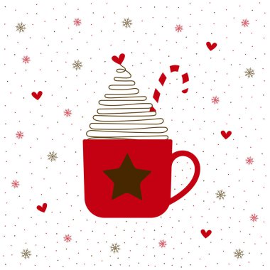 süsler, vektör çizim, karalamalar, Noel tebrik kartı şablon tasarımı ile yeni yılın Kupası