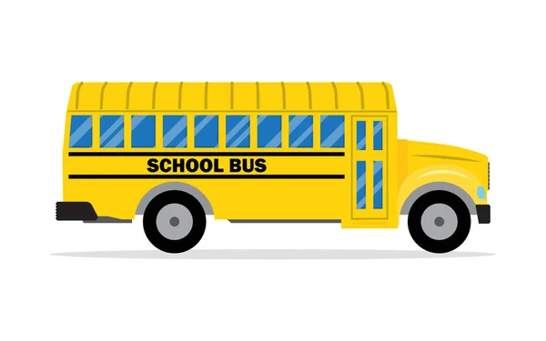 Gelber Schulbus Seitenansicht Vektorillustration Isoliert Auf Weißem Hintergrund — Stockvektor