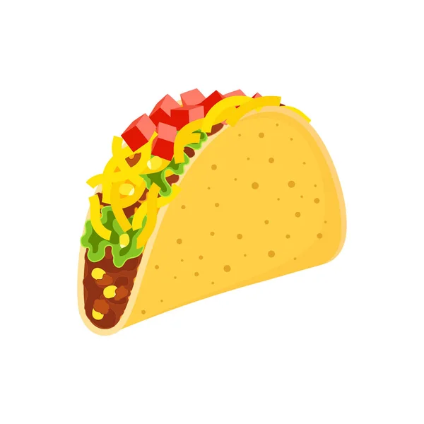 Bonito Cartoon Mexicano Tacos Personagens Isolados Branco Deliciosos Fast Food —  Vetores de Stock