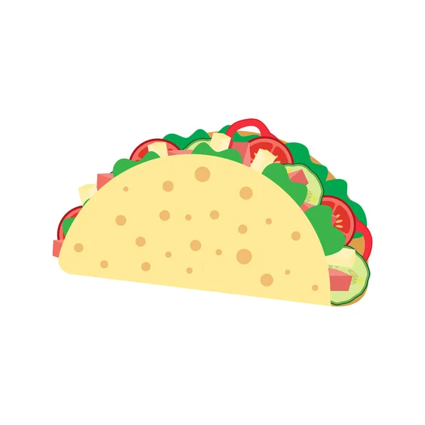 Ilustrasi Vektor Taco Dalam Gaya Datar Taco Mexican Food Taco - Stok Vektor