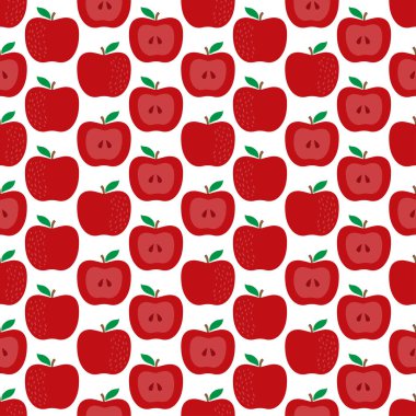 Apple ile Seamless modeli. Meyve arka plan. Vektör çizim