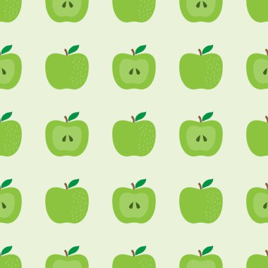 Apple ile Seamless modeli. Meyve arka plan. Vektör çizim