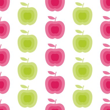 Apple ile Seamless modeli. Meyve arka plan. Vektör çizim