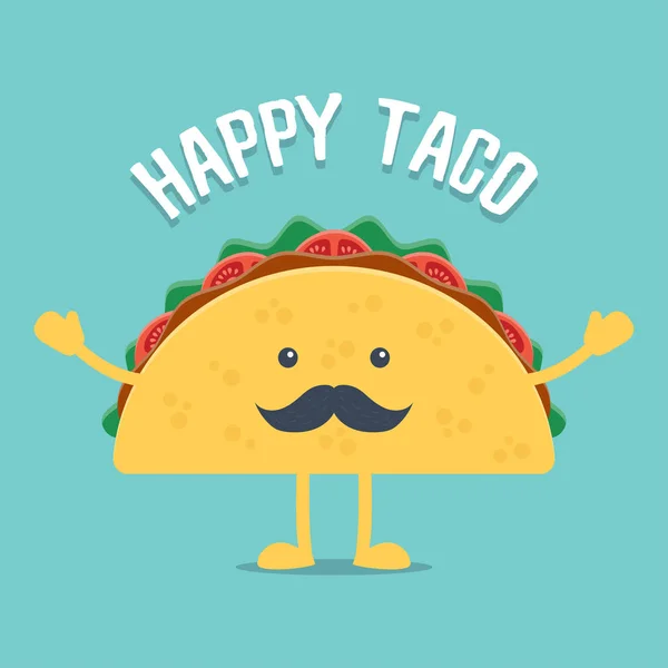 Taco Vektorové Ilustrace Plochý Taco Mexické Jídlo Tradiční Tacos Izolovaný — Stockový vektor