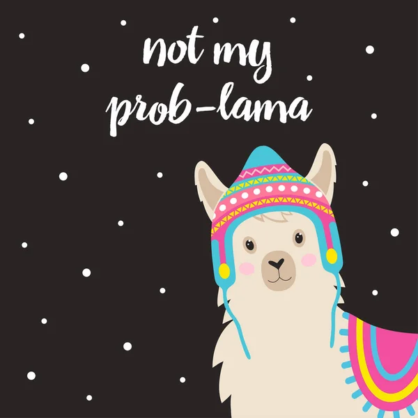 Geen Prob Lama Schattig Kaart Met Cartoon Lama Schattige Lama — Stockvector