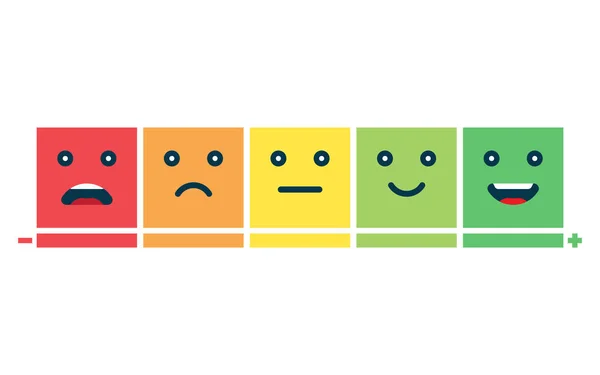 満足度を評価します 感情の形でフィードバック 優秀な良い 悪いのひどいベクトル図 — ストックベクタ