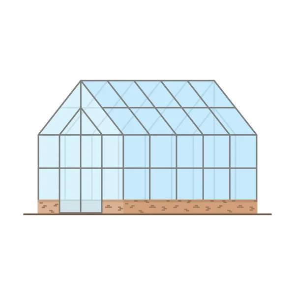 Empty Greenhouse Glass Walls Gable Roof Excellent Growing Vegetable Flowers — Stock Vector