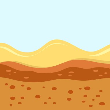 Kum katmanları ile toprak profilinin kum, toprak, kil ve taş, katmanları ile kesim toprak, sorunsuz zemin, yer altı katmanları Katmanlar çöl