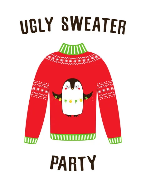 Cute Banner Ugly Sweater Party Holiday Background Christmas Sweater — Stock Vector