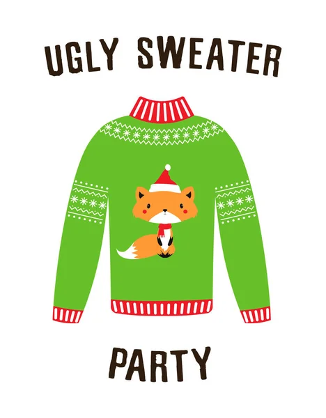 Cute Banner Ugly Sweater Party Holiday Background Christmas Sweater — Stock Vector