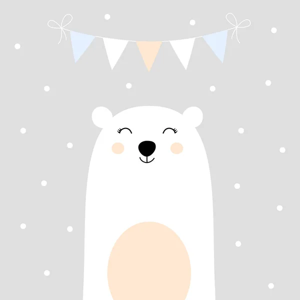在浅色的贺卡设计 北极熊与神圣的旗帜的北极熊的圣诞插图 — 图库矢量图片