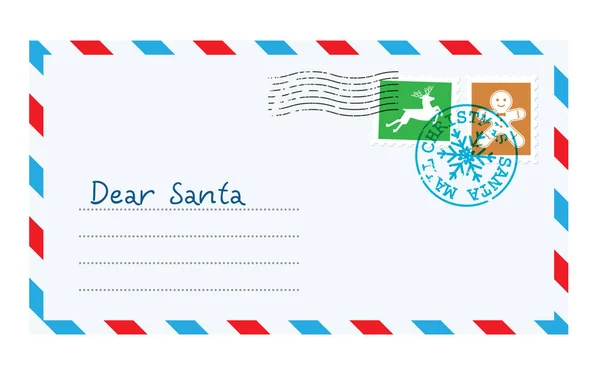 Envelope de Natal para carta ao Papai Noel —  Vetores de Stock