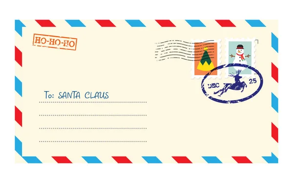 Envelope de Natal para carta ao Papai Noel —  Vetores de Stock