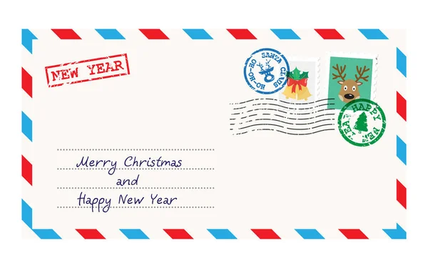Karácsonyi Santa Claus levél borítékot — Stock Vector