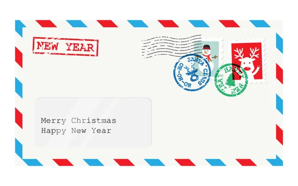 Envelope de Natal para carta ao Papai Noel —  Vetores de Stock