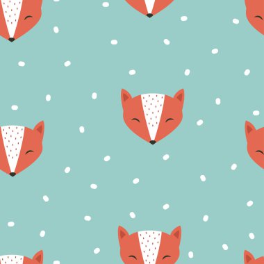 sevimli çizgi fox fox, ağaçlar ve hediyeleri, çocukça çocuk odası için yazdırma yazdırma çocuk giyim, poster, kartpostal