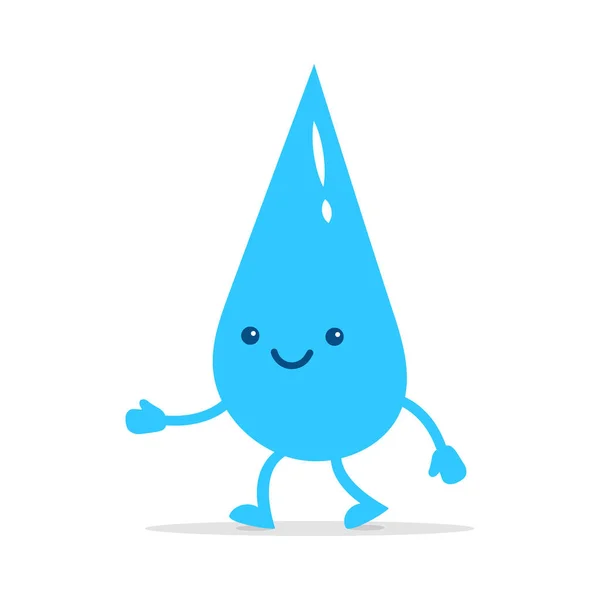 Pequeño Personaje Lindo Gota Agua Feliz Aislado Fondo Blanco Día — Vector de stock