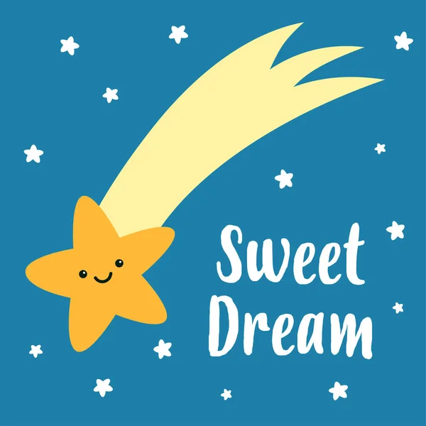 Dulces Sueños Linda Estrella Durmiente Ilustración Vectorial — Vector de stock