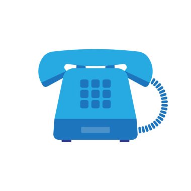 Retro mavi telefon tarz. Düz tasarım vektör illüstrasyon kavramı