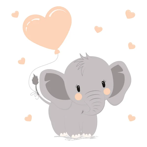 Icono Estilo Dibujos Animados Elefante Divertido Con Balón Backgroung Con — Archivo Imágenes Vectoriales